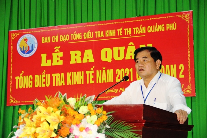 Ông Đỗ Tấn Xuân – Cục trưởng Cục Thống kê tỉnh Đắk Lắk phát biểu tại buổi lễ ra quân