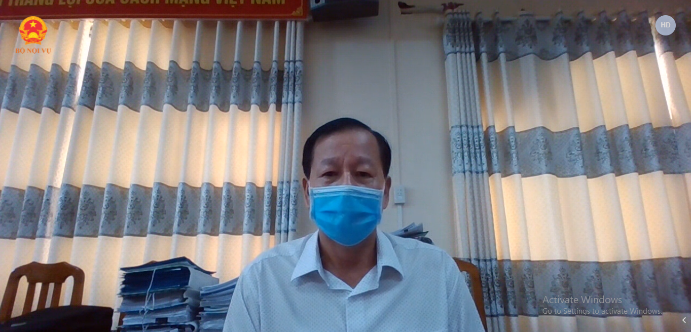 Giám đốc Sở Nội vụ tỉnh Đồng Tháp Phan Văn Hợp, Phó trưởng ban Ban Chỉ đạo tỉnh Đồng Tháp phát biểu tại buổi nghiệm thu.