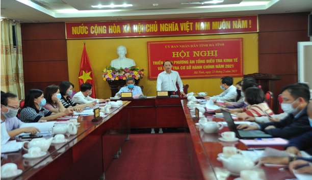 Đ/c Nguyễn Hồng Lĩnh - UVBTV Tỉnh ủy - Phó Chủ tịch Thường trực UBND Tỉnh - Trưởng BCĐ Tổng điều tra Kinh tế tỉnh - Phát biểu chỉ đạo tại hội nghị triển khai công tác Tổng điều tra kinh tế