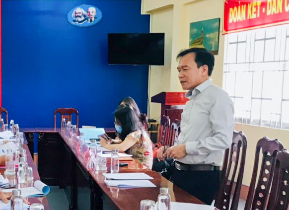 Đồng chí Nguyễn Mạnh Quân, Phó Vụ trưởng Vụ Kế hoạch – Tài chính (Bộ Nội vụ), thành viên Ban Chỉ đạo Điều tra cơ sở hành chính Trung ương, phát biểu tại buổi làm việc.