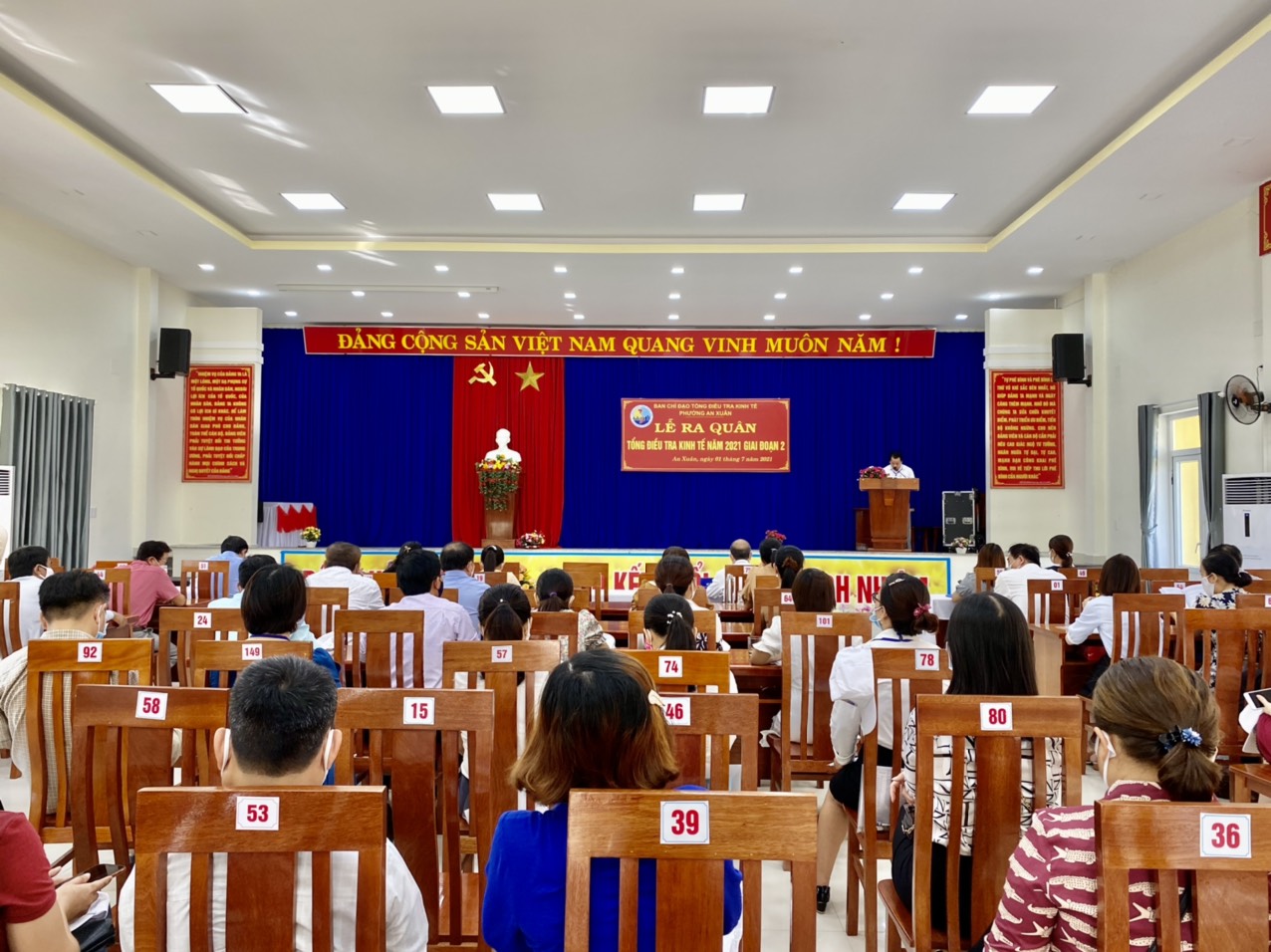 Toàn cảnh lễ ra quân tổng điều tra kinh tế giai đoạn 2 năm 2021 tại phường An Xuân, thành phố Tam Kỳ.