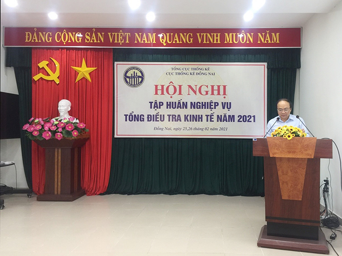 Ông Trần Quốc Tuấn - Cục Trưởng Cục Thống kê Phó trưởng Ban chỉ đạo phát biểu chỉ đạo Hội Nghị