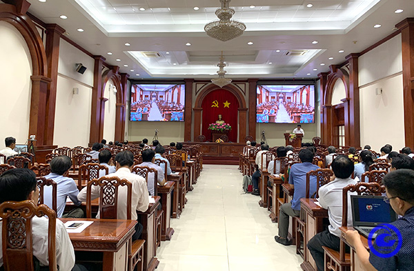 Quang cảnh hội nghị tại điểm cầu cấp tỉnh.